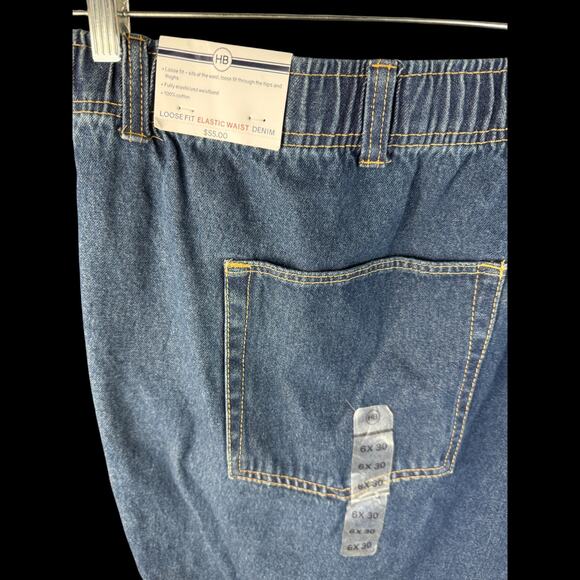 Harbor Bay Women’s Plus 6X Blue Denim Jeans Elastic Waist Straight Leg NWT - Picture 9 of 16